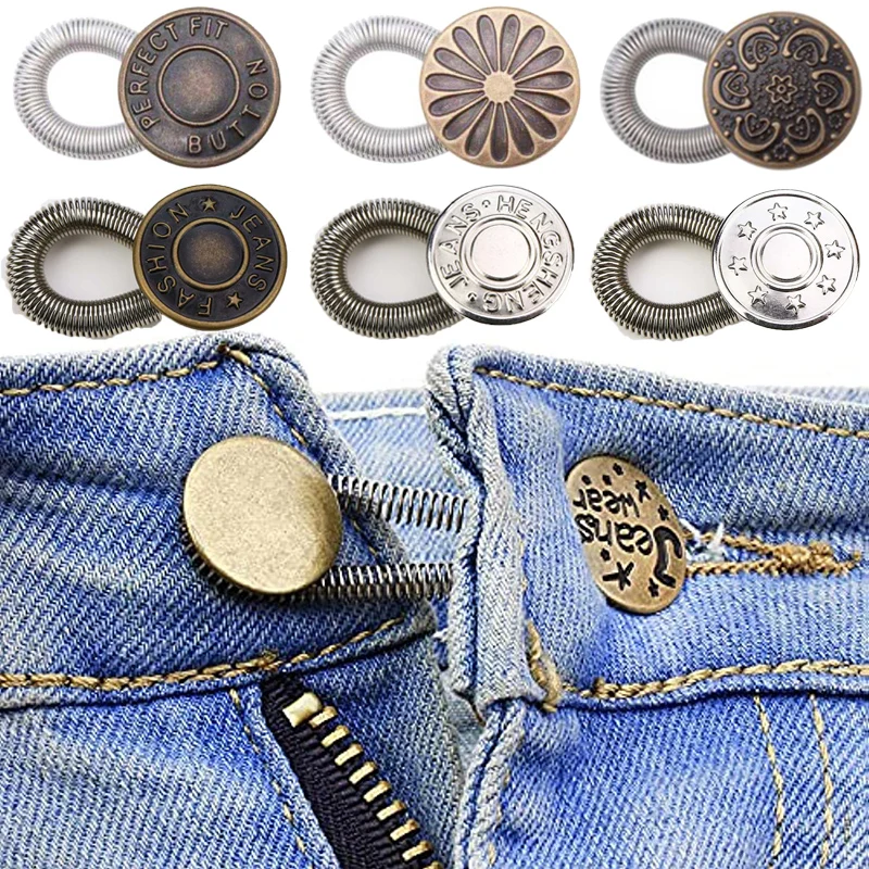 

11Pcs Magic Metal Button Extender for Pants Jeans Free Sewing Adjustable Retractable Waist Extenders Buttons Waistband Expander