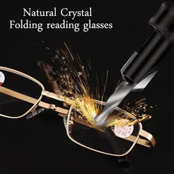 Real Glass Lens Natural Diamond Crystal Reading Glasses Men Women Unbreakable Presbyopic Glasses Anti-Scratch Diopter Eyewear