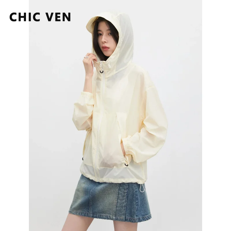 

CHIC VEN Fashion Women Jackets Loose Casual Long Sleeve UPF50+ Cool Sunscreen UV Resistant Thin Ladies Coat Spring Summer 2026