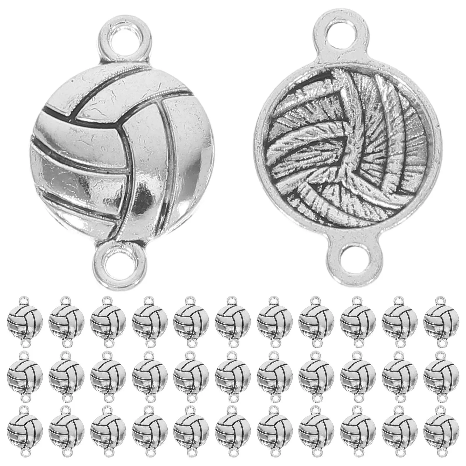 

60Pcs Volleyball Charms Vintage Alloy Silver Connectors Sports Pendants Links DIY Jewelry Making Bracelets Necklaces