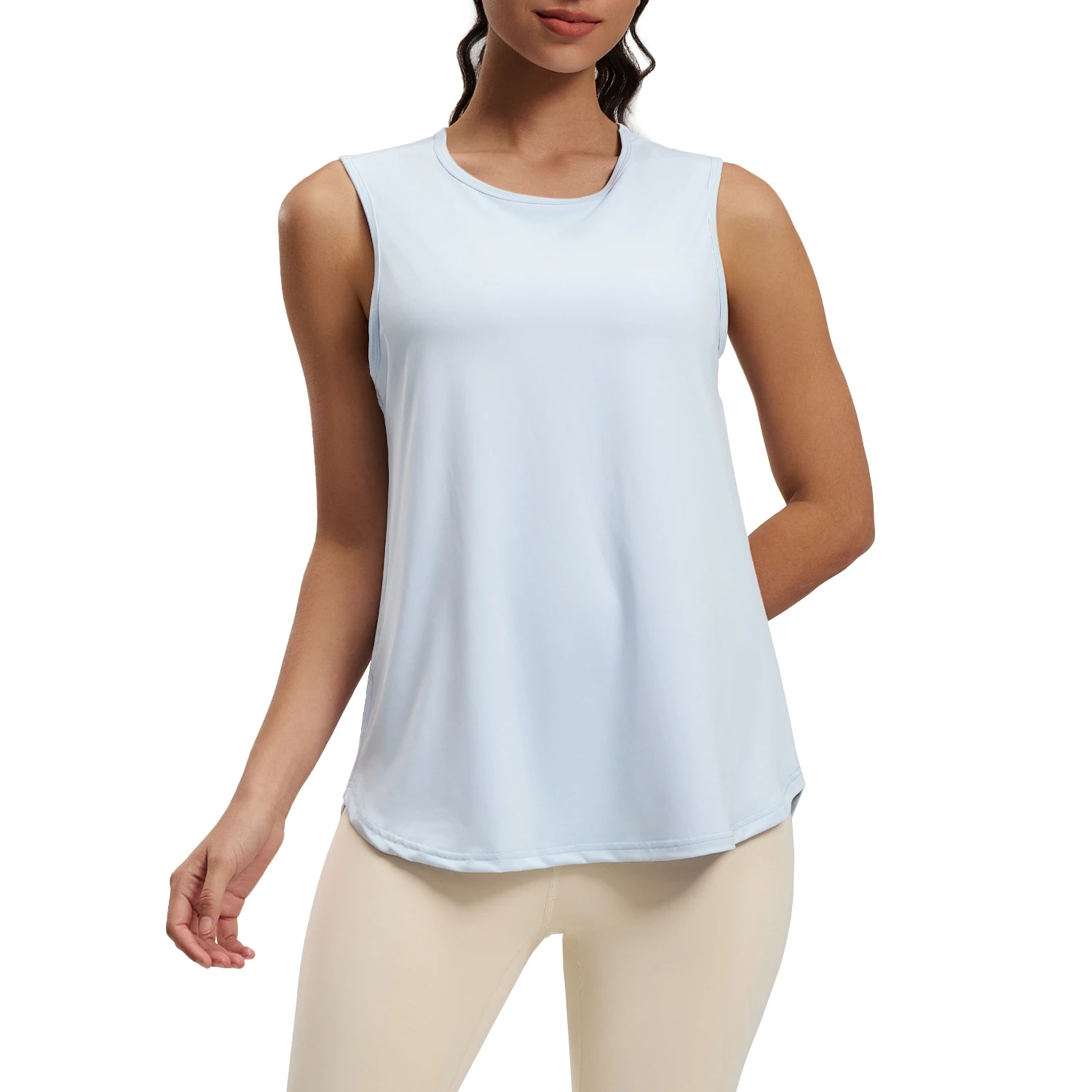 Women Mesh Split Loose Yoga Tank Top, European American Style Sleeveless Sports Cover Up Vest for Running Fitness Workout