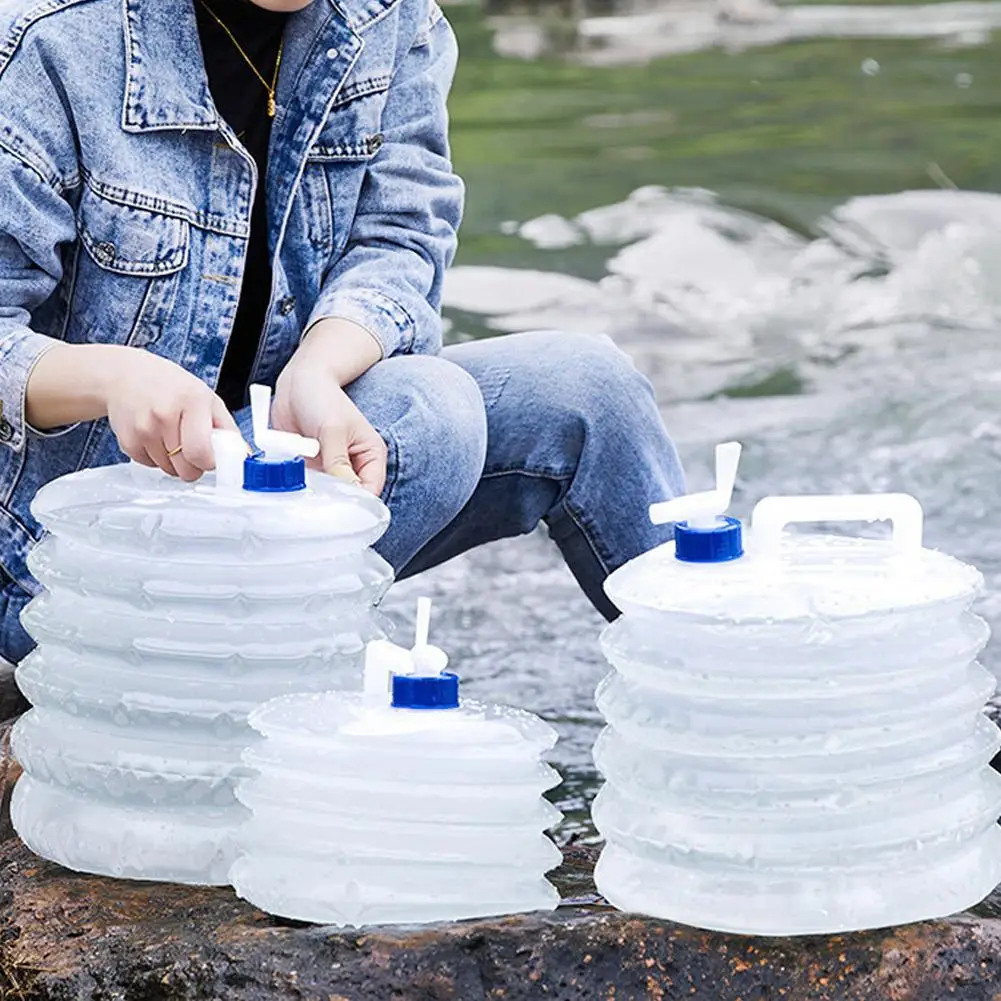 5/10/15L Foldable Water Storage Tank With Tap Portable Water Tank Food Grade Leakproof Container For Camping Outdoor Travel