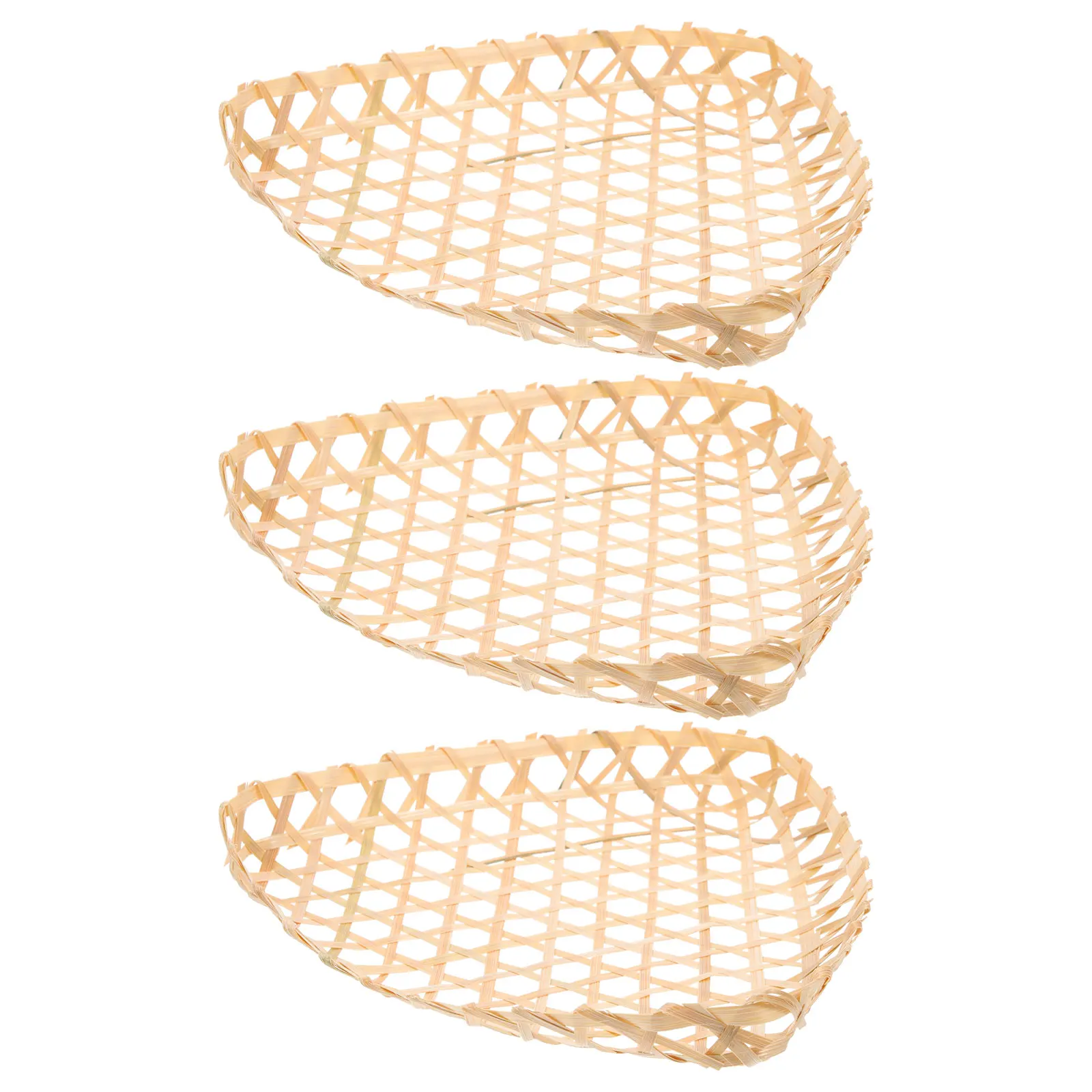

6 Pcs Food Bamboo Storage Basket Baskets Fruit Bowl Wicker Bread Triangular Woven