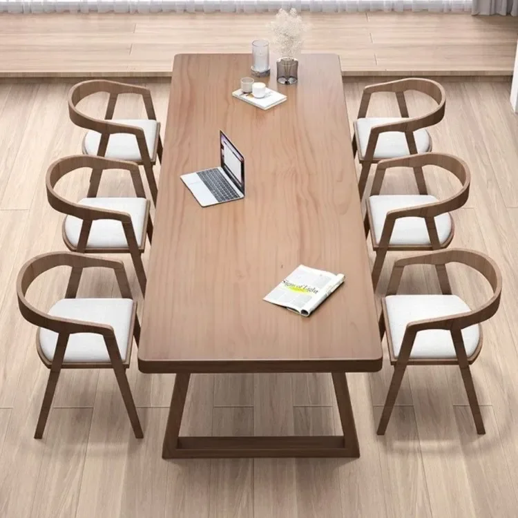 Nordic solid wood large desk simple double study table home desk living room long worktable computer table
