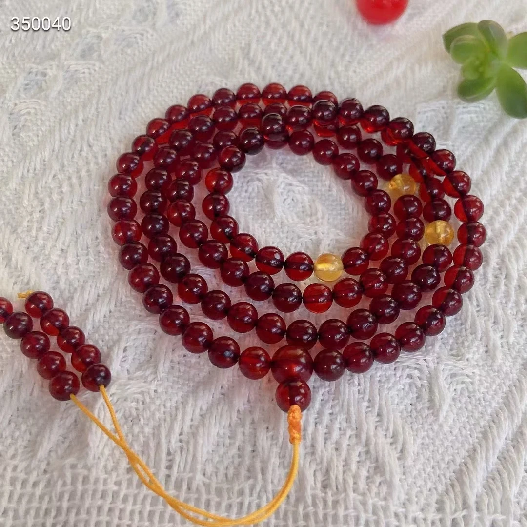 

Natural Blood Red Amber 108 Prayer Round Beads Bracelet 5.7mm Women Men Fashion Rare Red Amber Necklace Healing Stone AAAAA