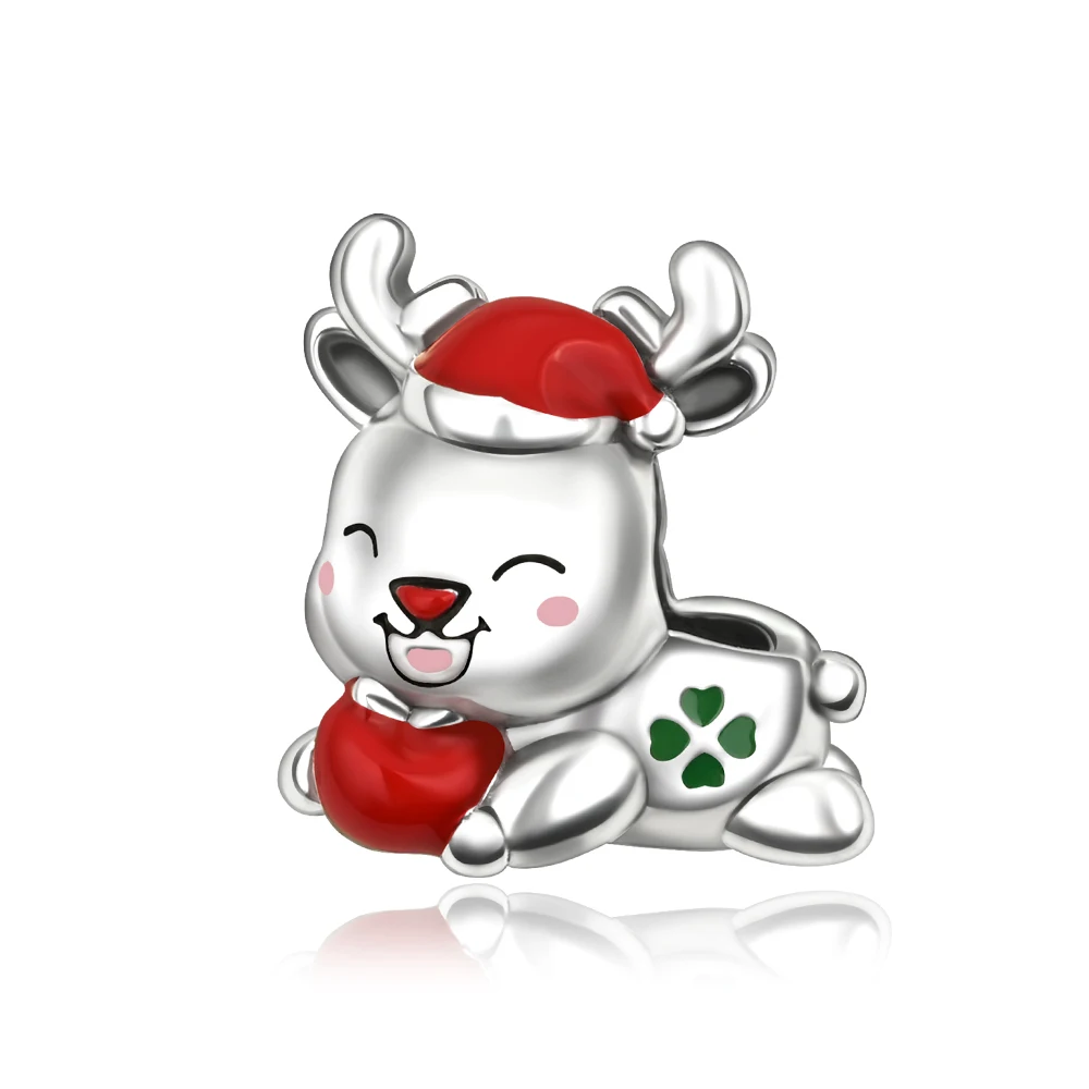 

Danturn 925 Sterling Silver Original Beads Moose Holding an Apple Charm fit Snake Chain Bracelet Fashion Women Jewelry Making