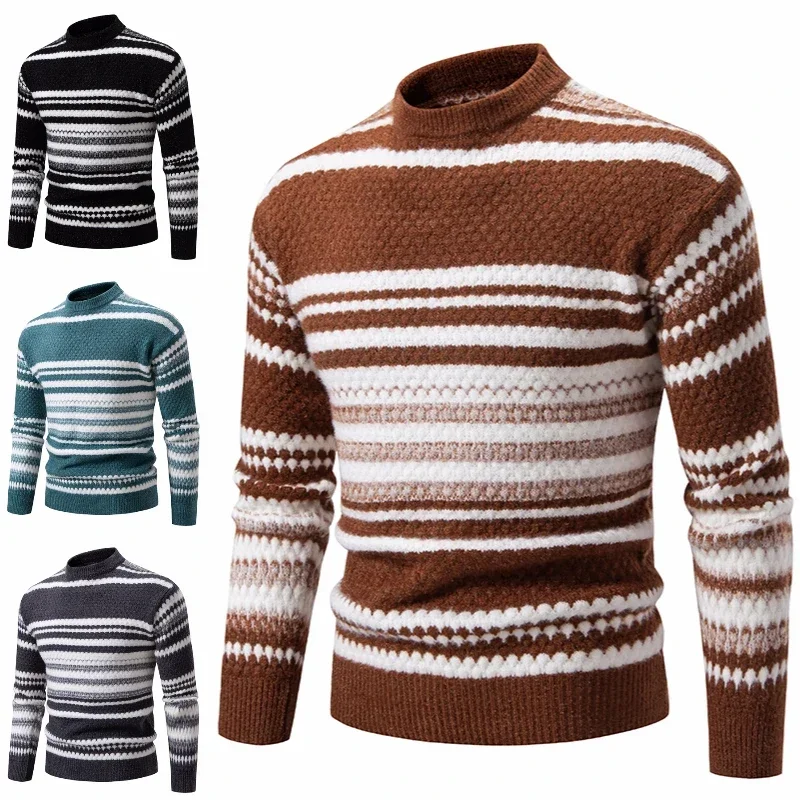 New Autumn and Winter Men's Knitted Sweater Fashionable and Warm Sweaters Mock Neck Pullover