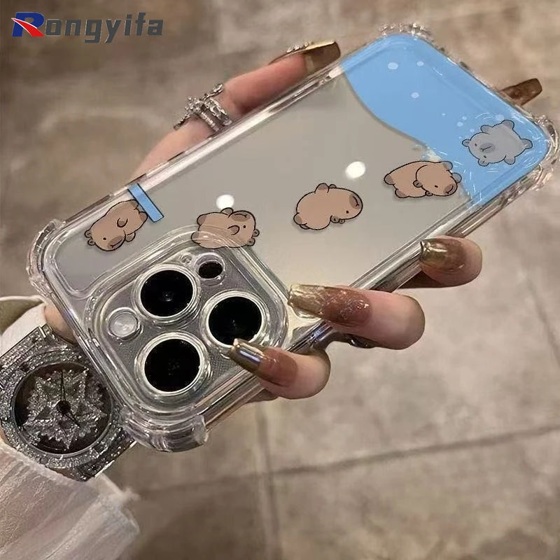 Cute Capybara Four-corners Phone Case For Samsung Galaxy A20S A20E A17 A16 A15 A14 A13 A12 A10S A10E A06 A05S A04E A04S Cover