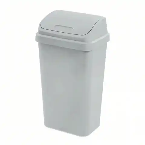 Kitchen Trash Can Modern Minimalist Plastic Garbage Bin Light Gray Swing Top Lid 13 Gallon Large Capacity Waste Basket Dustbin For Kitchen Bathroom Office Home Indoor Waste Disposal Easy Clean Storage