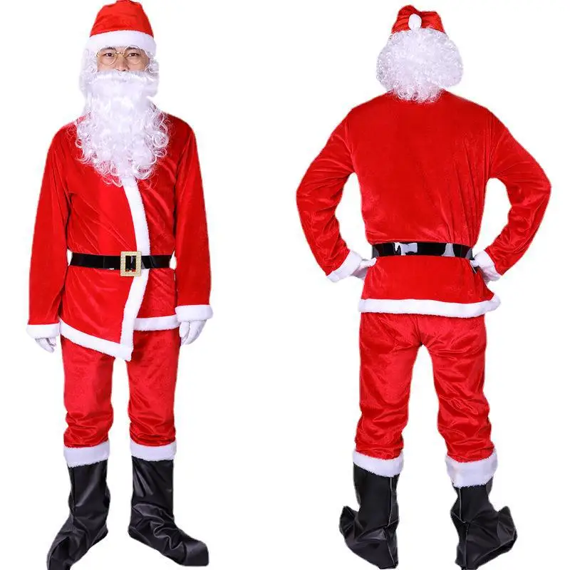 Santa Claus Cosplay Costume Adult Halloween Christmas Cosplay Dress Up Men Women Stage Performance Xmas Holiday Fancy Suit