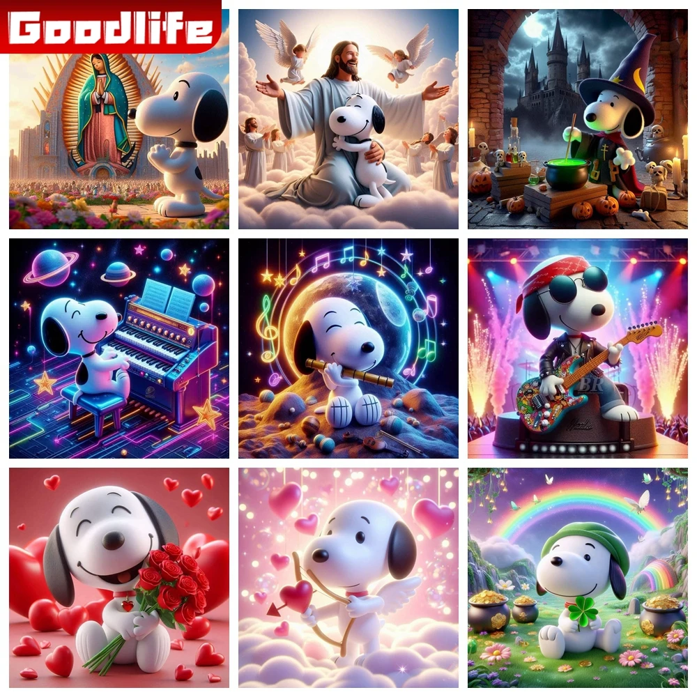 Cartoon Kawaii Snoopy 5D DIY Diamond Painting Cute Dog Comic Art Embroidery Mosaic Cross Stitch Home Decor Kids Gift