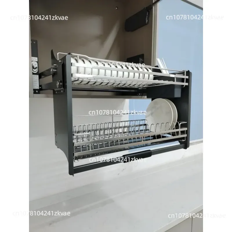 800mm Cabinet Pull-down Kitchen Shelf Hardware Storage Rack Basket Cutlery Tray Lift