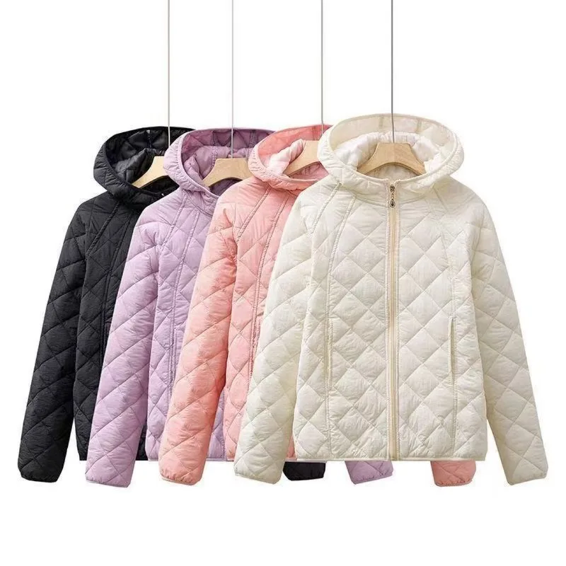 

Осень-зима, однотонные тонкие парки с капюшоном, 2025 г., повседневная куртка с длинными рукавами, пальто, женские свободные куртки на молнии, верхняя одежда, пальто