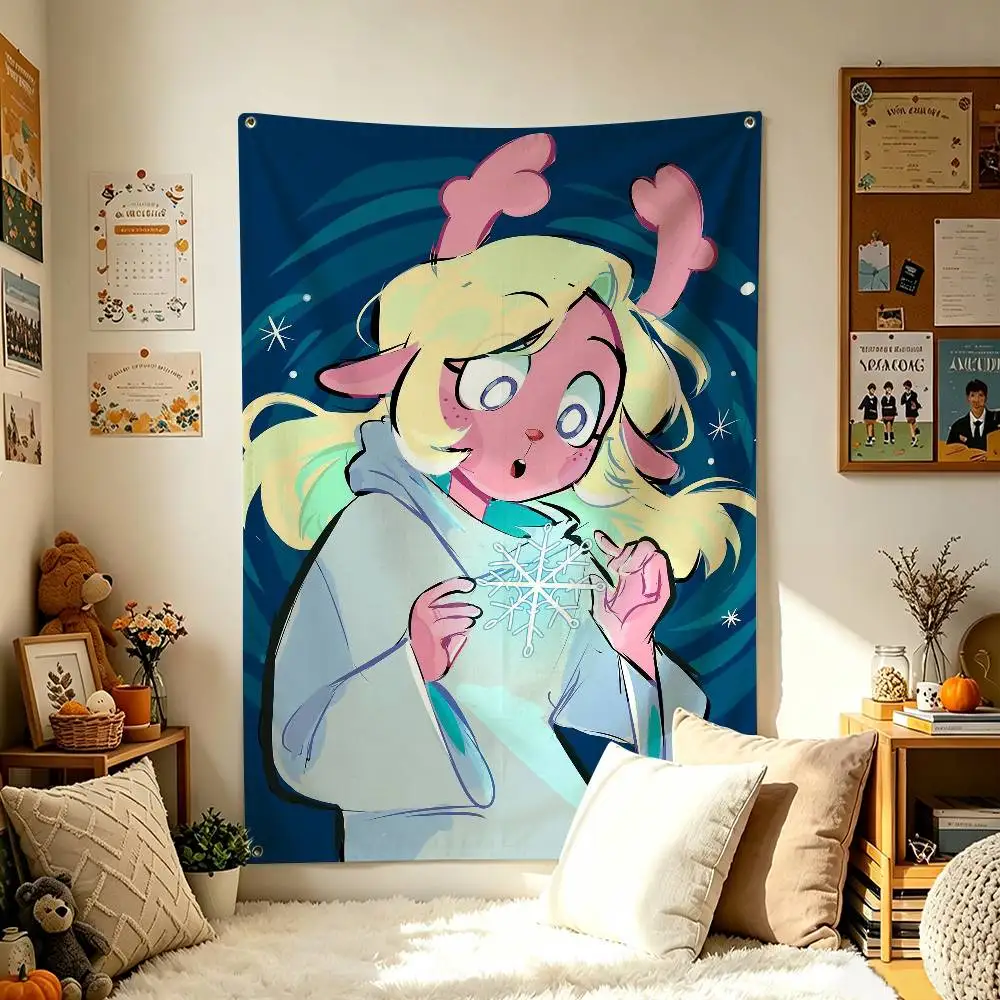 N-Noelle H-Holiday GAME D-Deltarune Home Decor Wall Hanging Vertical Flag Indoor Outdoor Background Tapestry