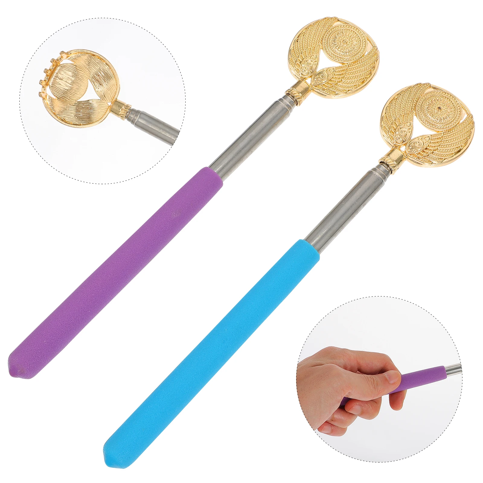 

2 pcs Retractable Back Stainless Steel Extendable Claw Scratchers Itchy Scratching Tools Travel Size Hand Massagers