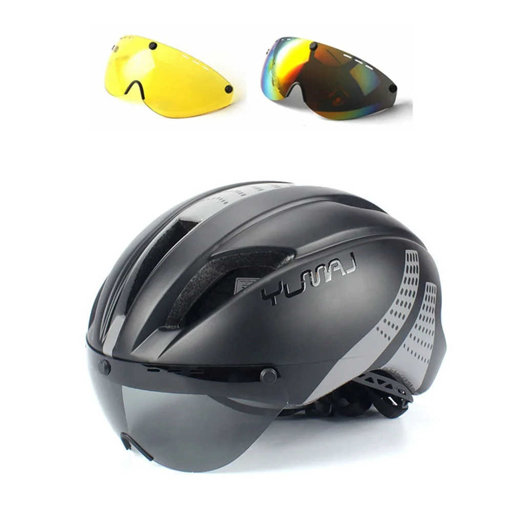 

YUMAJ 280g Aero Ultra-light Goggle TT Road Bicycle Helmet In-Mold Racing Cycling Bike Sports Safety Time-Trial Cycling Helmet