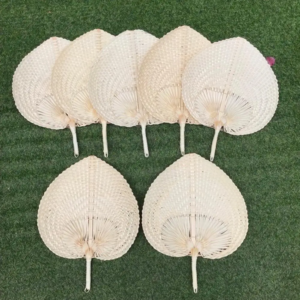 Abanico de bambú de mano, ventilador de hoja de palma artesanal portátil, abanicos de mano de bambú hechos a mano para decoración del hogar de verano para niños para boda
