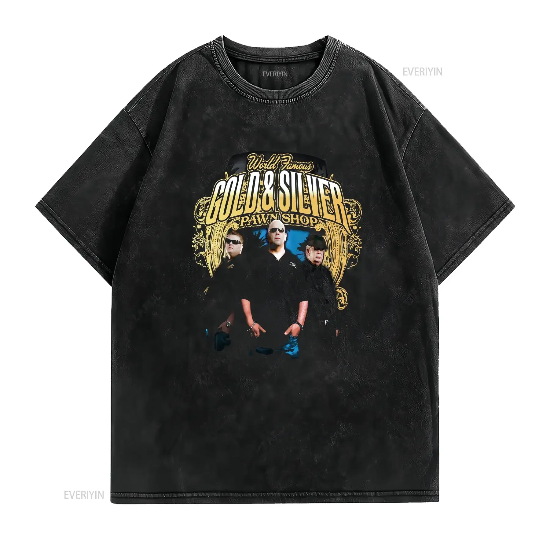 Pawn Stars Mens T Shirt Medium Cast Black TV Show Las Vegas M vintage Washed homme Unisex Soft Slightly streetwear Versatile