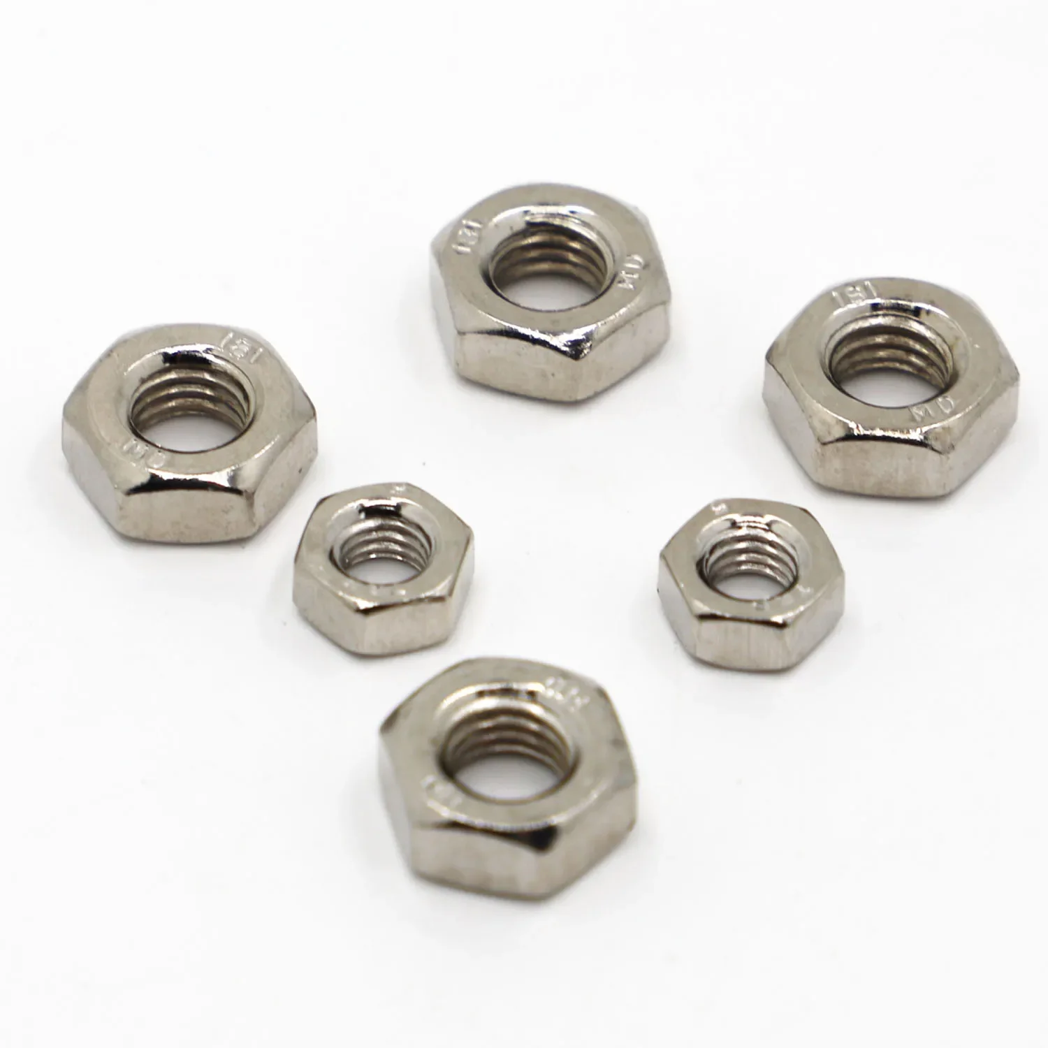 10/20/50/100pcs M2 M2.5 M2.6 M3 M4 M5 M6 M8 M10 M12 Nickel Plating Hex Hexagon Nut