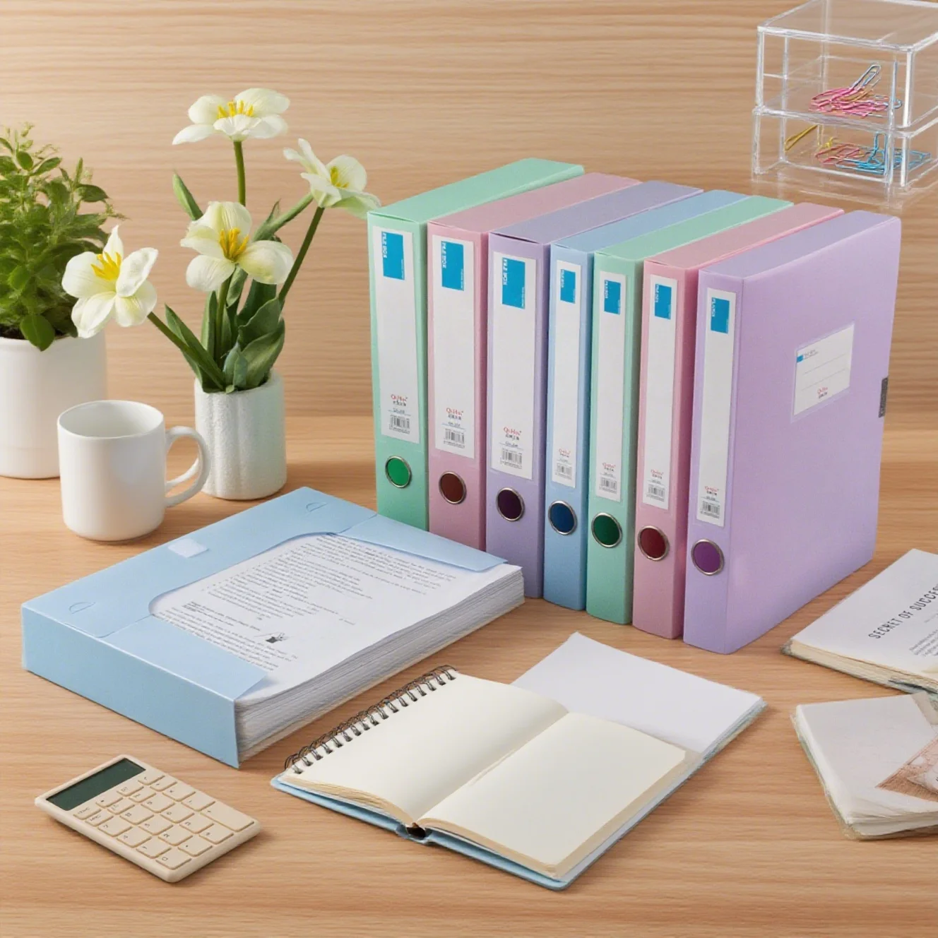 

4-Piece Set of File Boxes, A4 Document Boxes, Office Desk Storage Boxes, Large-Capacity Contract Folder Storage, Office Supplies