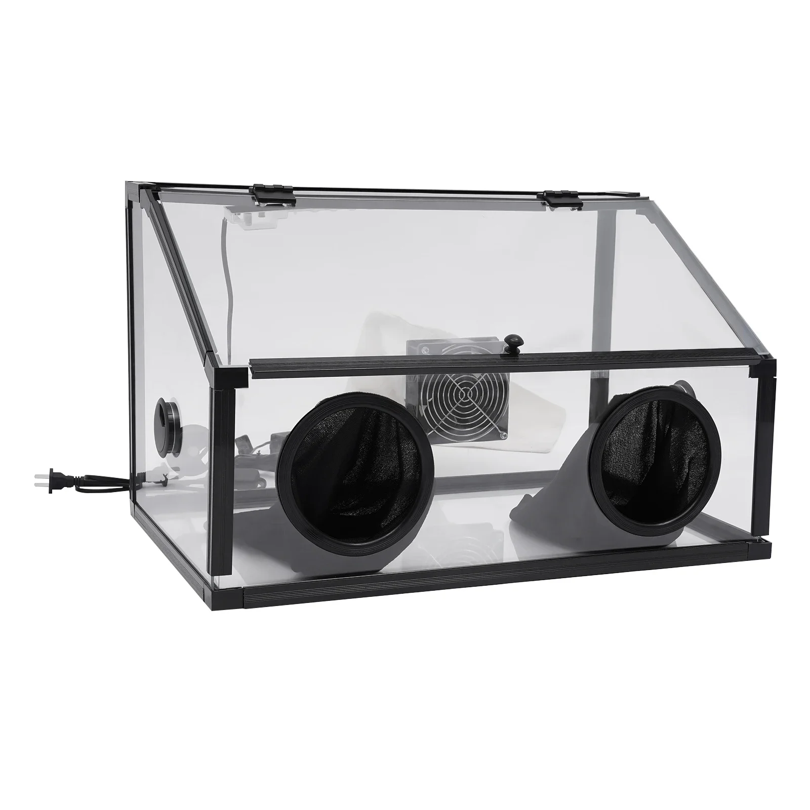 Enclosed เครื่องเจียรไฟฟ้าขัดโต๊ะฝุ่นกล่องอะคริลิค + ไฟ LED