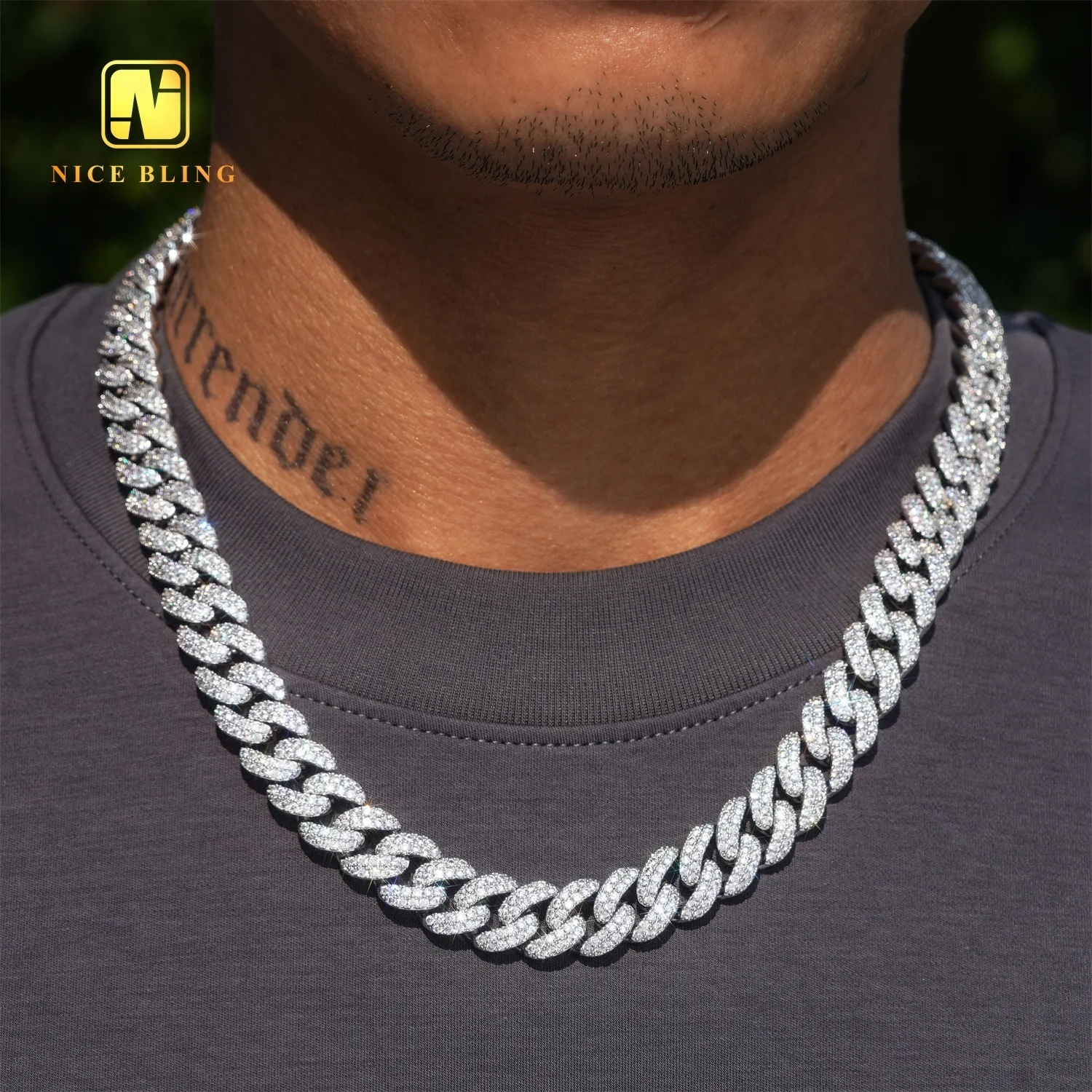 Iced Out Hip Hop Miami Cuban Link Chains Men 12mm Round Shape Moissanite Cuban Necklaces and Bracelets 925 Silver