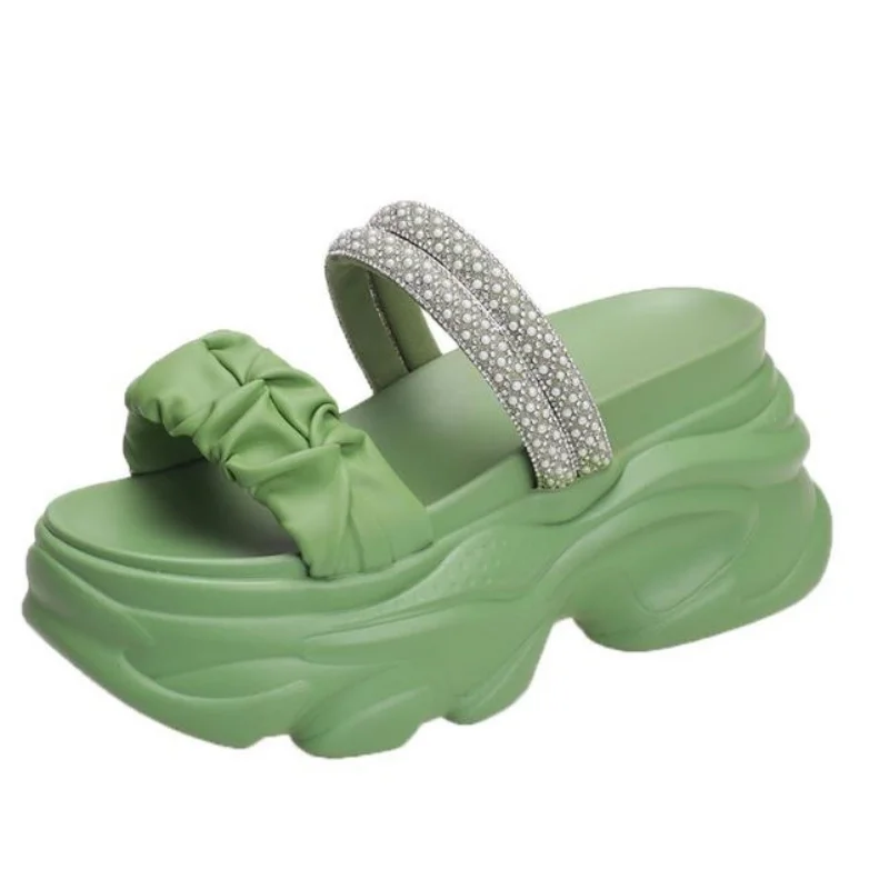 8cm Women Slippers Platform Wedges Summer Casual Women Shoes Outdoor Comfortable Beach High Slipper Dress Sandal 35 40