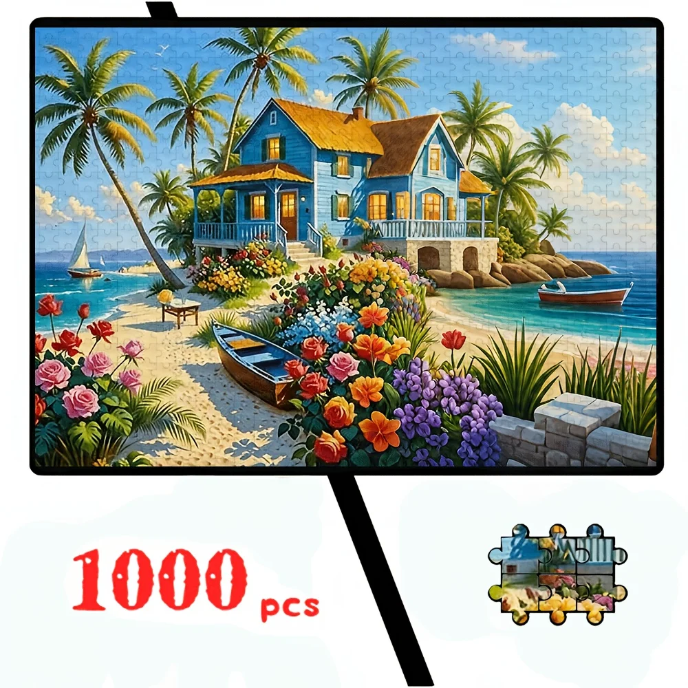500/1000/1200/2000pcs Artistic Scenes Puzzle Collection, Garden/Island/Teacup/Antique Shop, Premium Paper Jigsaw Gift
