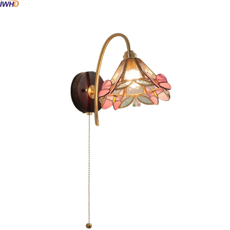 

IWHD Nordic Современные светодиодные настенные светильники Интерьер Девушка Декор гостиной Прозрачное стекло Дерево Ванная комната Лестница Светильник Аппликация Murale