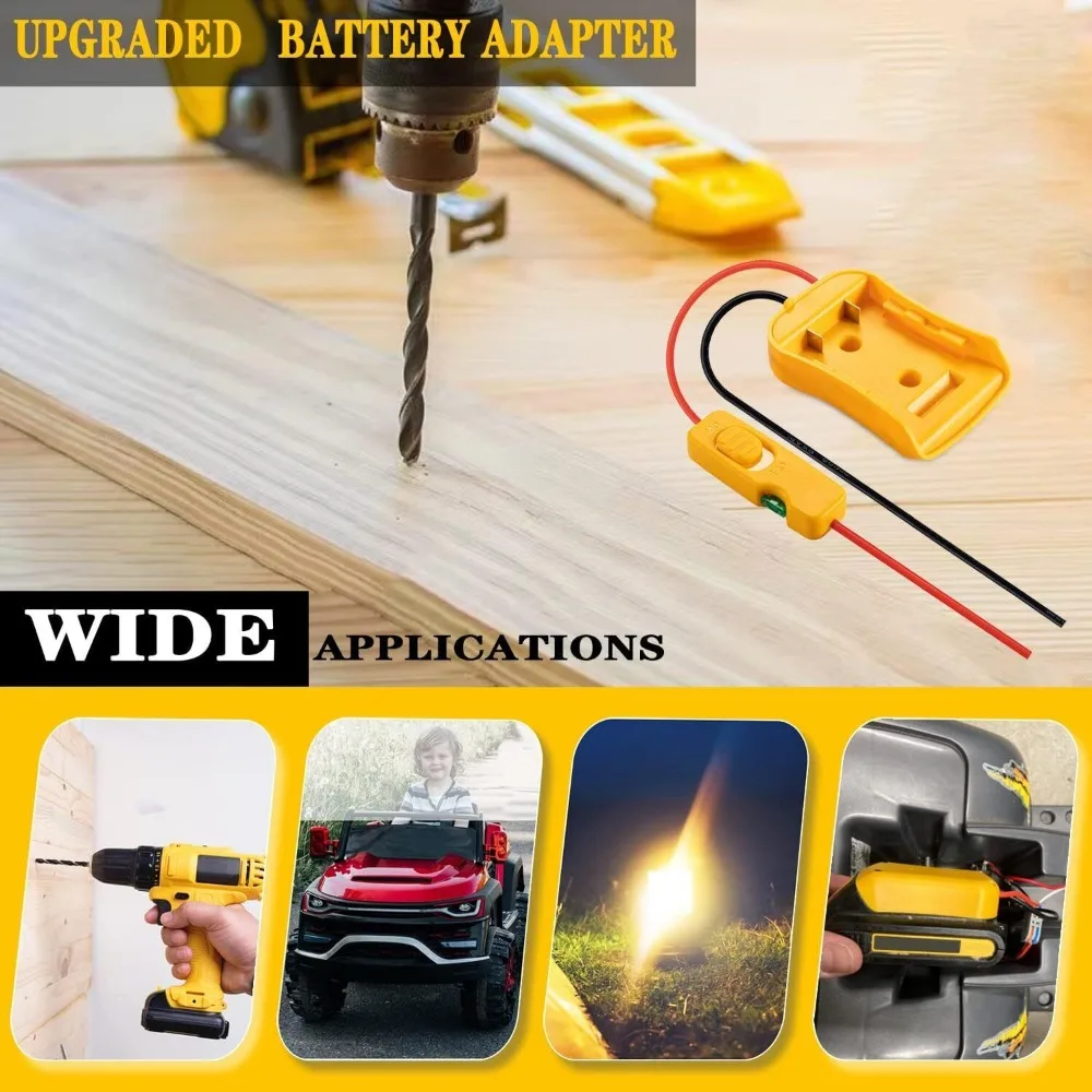 Battery Adapter for Dewalt 20V Li-ion Battery with Switch Fuses & Wire Terminals Power Tool Battery Converter Kit 14 Gauge