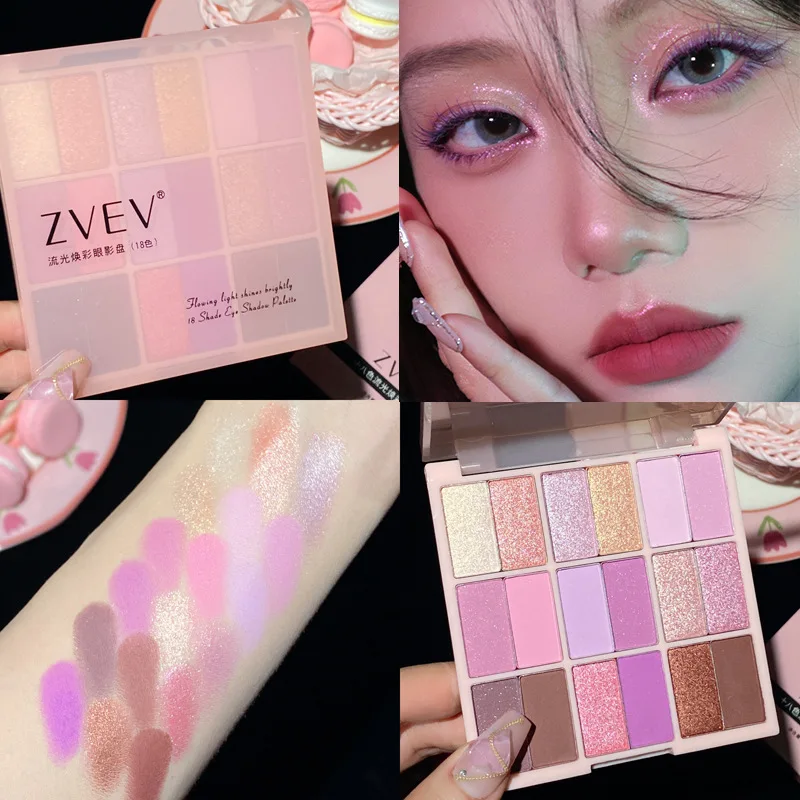 Koreańska 18-kolorowa taca na cienie do powiek w kolorze Streamer Matte Fine Flash o niskim nasyceniu w proszku Fine Eyeshadow dla początkujących