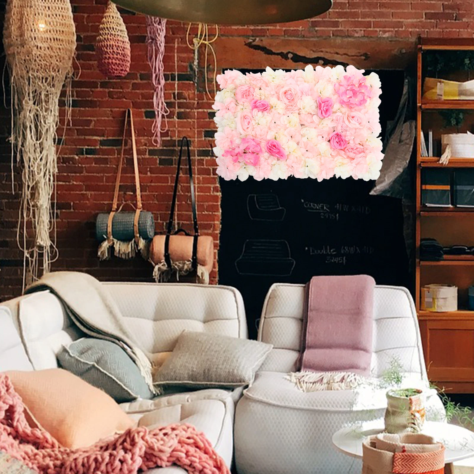 

40x60cm Artificial Wall Decor Silk PVC Material Rose Pendant Home Artificial Hedge Wall Panels Garden