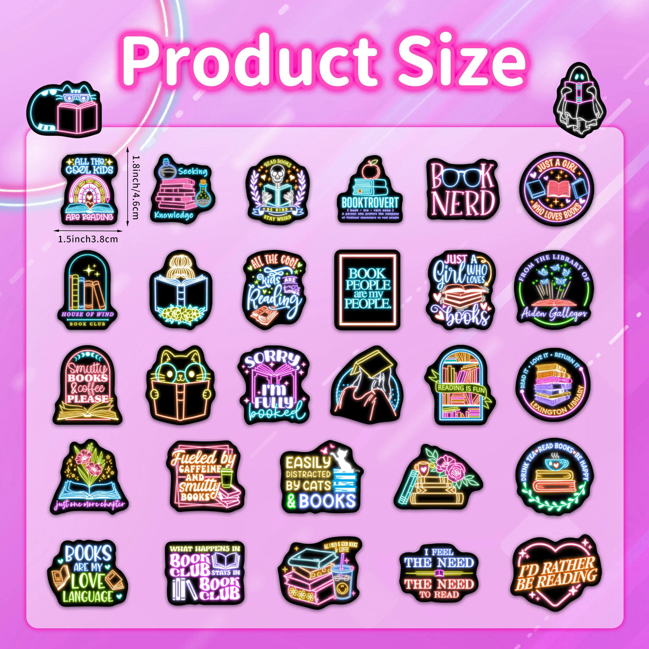 50 قطعة النيون يتوهج في الظلام كتاب نمط ملصقات مقاوم للماء شارات الفينيل سكيت الكمبيوتر الديكور للأطفال المراهقين الهدايا #2