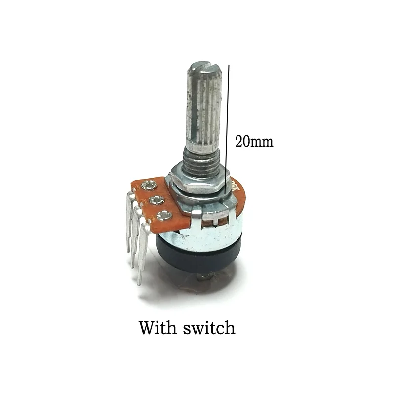 2PCS RV16S Single Potentiometer WHT148 with switch 20mm B5K B10K B50K  B500K For Amplifier Audio 5k 10k 50k 500k