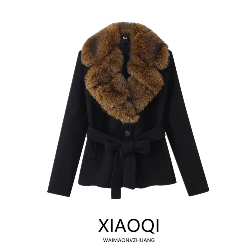 

Модное женское шерстяное пальто с длинными рукавами, новинка зимнего сезона, с отложным воротником, на пуговицах, верхняя одежда, женское пальто.