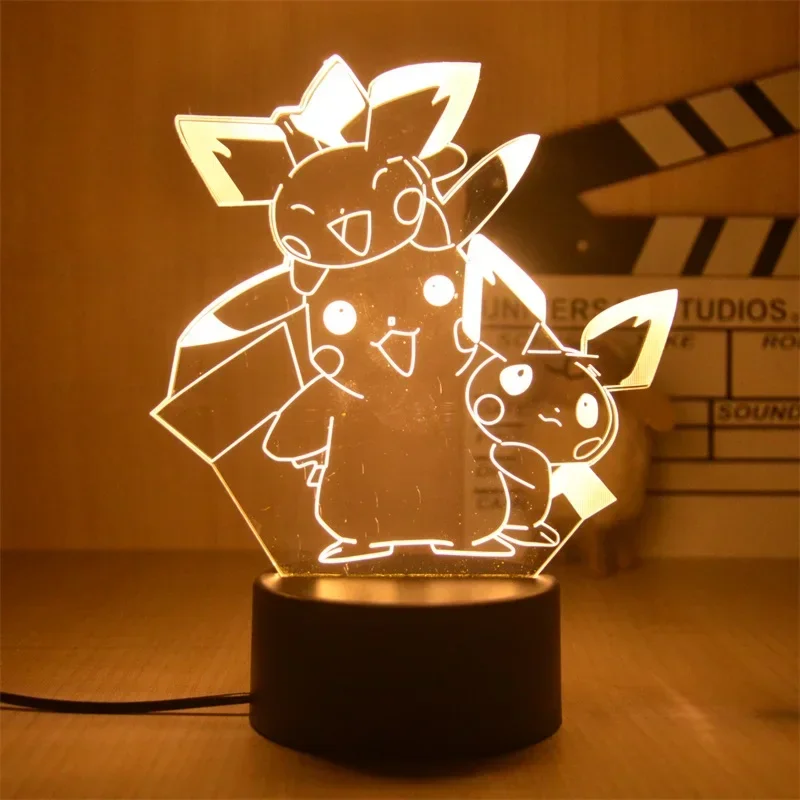 Pokemon Anime Cute Character Pikachu Gengar 3D Led Nightlight Model Toys Children\'s Bedroom Decoration Birthday Christmas Gift