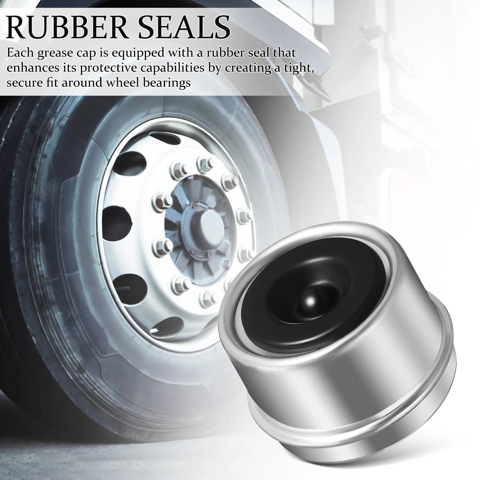 4Pcs Trailer Bearing Dust Caps Robust Metal Rubber Sealed Axle Grease Covers for Boat Trailer Hub Wheel Center Protection view 6
