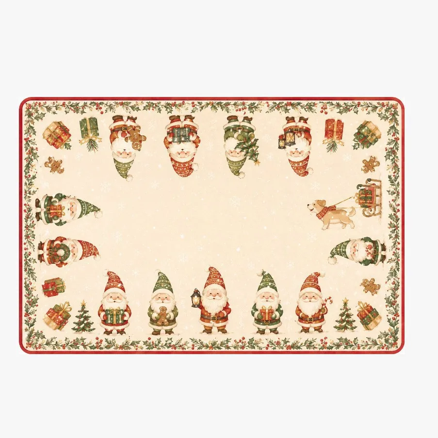 Christmas Gnome Door Mat Rectangular Small Rug Santa Beige Area Rugs Entrance Doorway Kitchen Floor Mat
