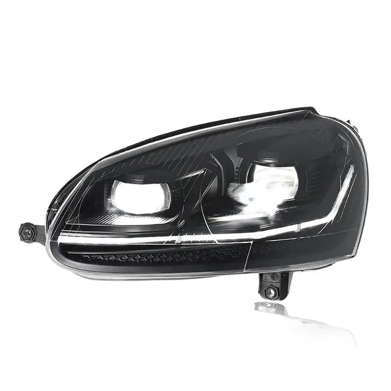 For Volkswagen Golf 5 Headlight Assembly 2003-2011 Modification With Yellow And White Dual-Color LED Daytime Running Lights