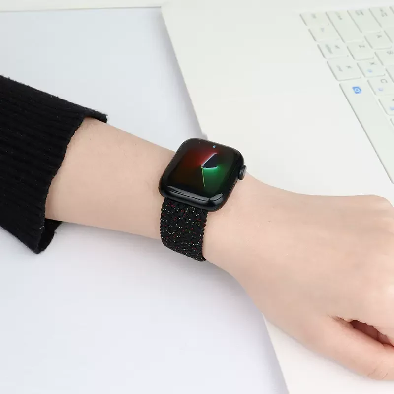 Braided Solo Loop For Apple Watch Band 44mm 40mm 45mm 49mm 41mm 42mm 46mm Elastic Bracelet iWatch Series 7 4 SE 5 6 8 9 10 Ultra