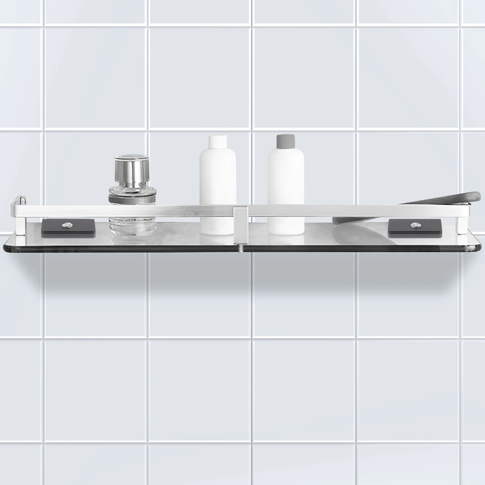 

8pcs Glass Shelf Brackets Black Heavy Duty Easy Install Kitchen Bathroom Floating Shelf Support Clamp Cabinet Display Rack