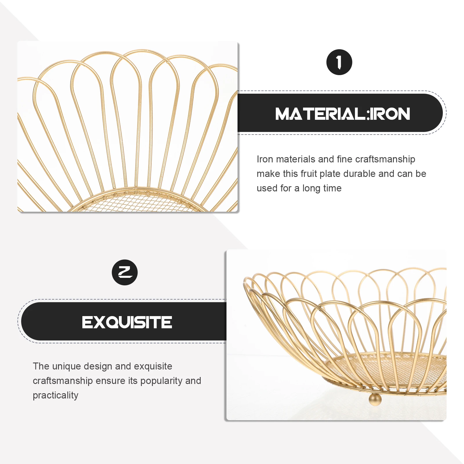 

Multi-Purpose Fruit Tray Fine Craftsmanship Iron Storage Plate for Home Hotel Gathering Snack Cake Candy Serving Organizer