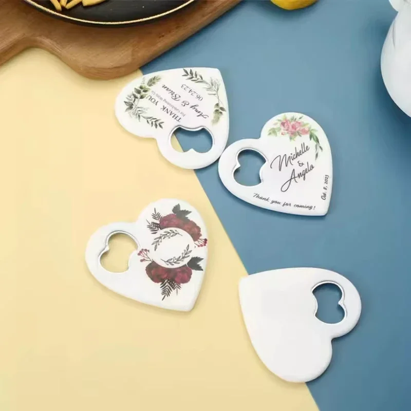 

5/45 шт., сублимационная магнитная открывалка для бутылок, пустая портативная адсорбируемая магнитная открывалка для бутылок в форме сердца, свадебная волна