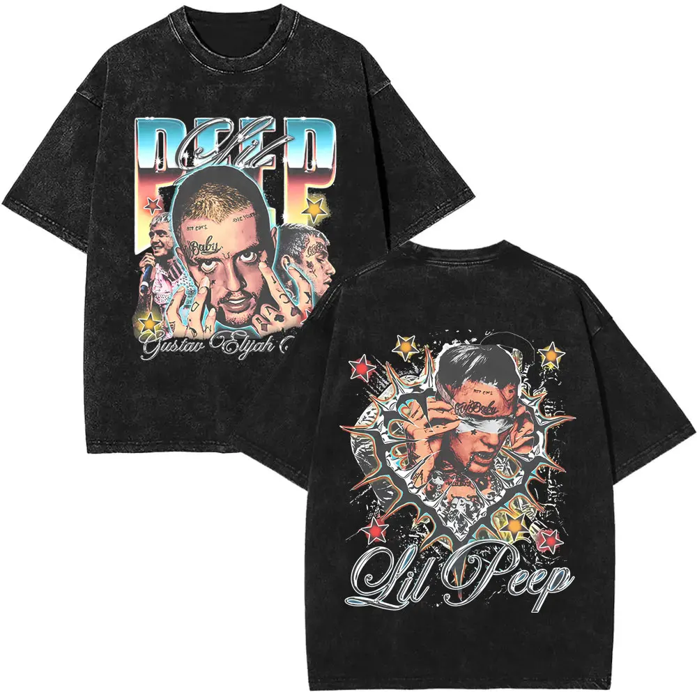 غسلها خمر مغني الراب ليل اللمحة غطاء ألبوم الموسيقى الجرافيك تي شيرت مطبوع الرجال النساء الهيب هوب موضة المتضخم تي شيرت الشارع الشهير