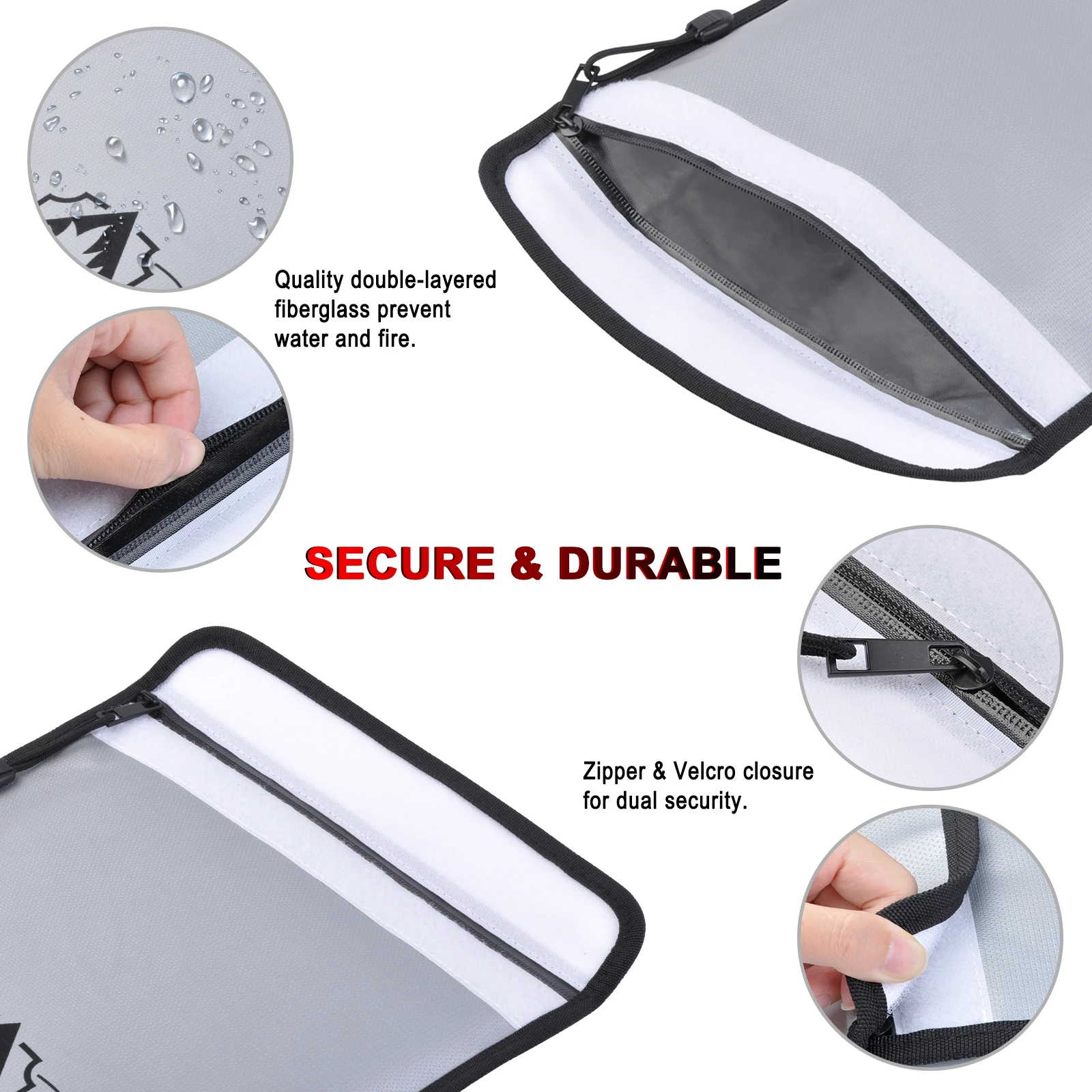 Огнестойкая сумка для хранения документов, 15x11 дюймов, водонепроницаемая огнестойкая безопасная сумка-конверты для наличных, ювелирных изделий, паспортов, ценностей