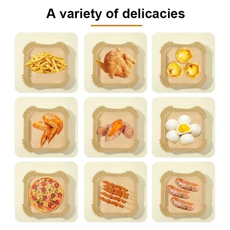 Non-stick Baking Mat 30/50pcs Airfryer Papers For Kitchen Airfryer Cooking Paper for Air Fryer Cake Baking Accessories Supplies