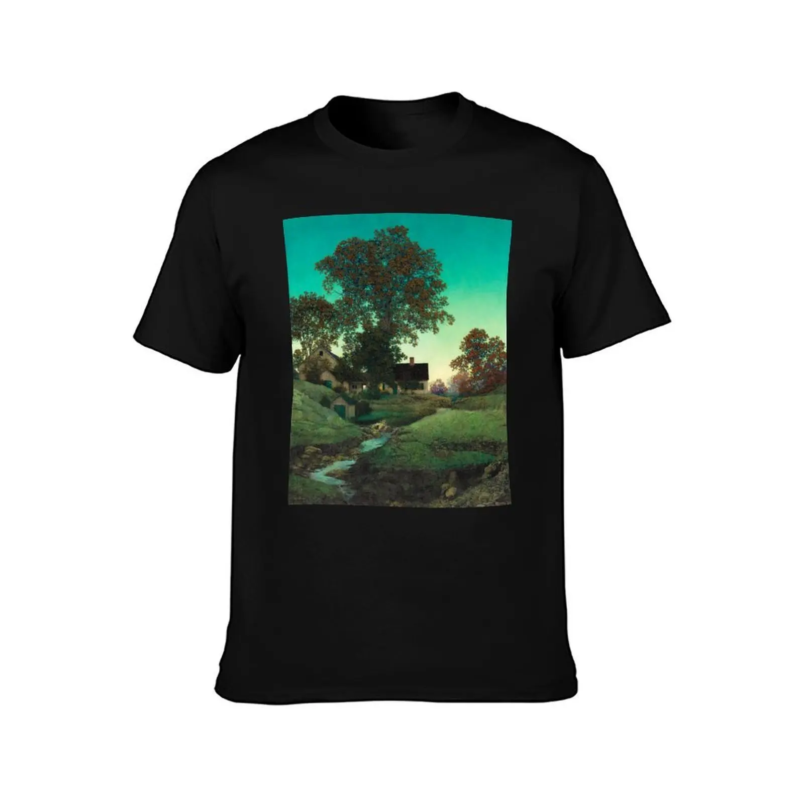 Maxfield Parish. Evening. T-Shirt Abstract Pattern Print Top T-Shirt
