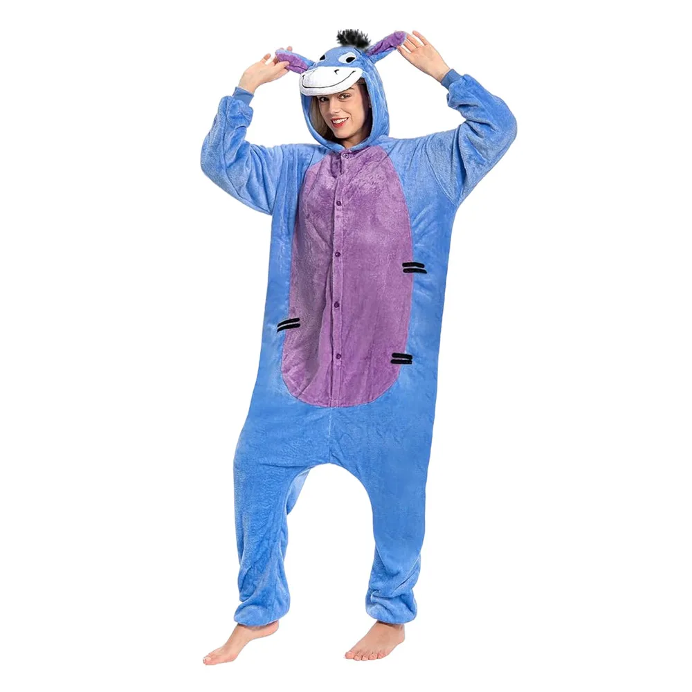 

Cartoon Animal Cosplay Kigurumi Donkey Onesies Pajamas Jumpsuit Hoodies Adults Cos Costume for Halloween and Carnival