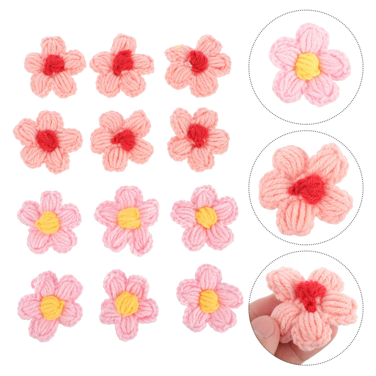 

12Pcs Floral Brooch Hairpin Decoration Crocheted Puff Flower DIY Ornament for Clothing Bag Accessories Floral Sewing DIY Decors