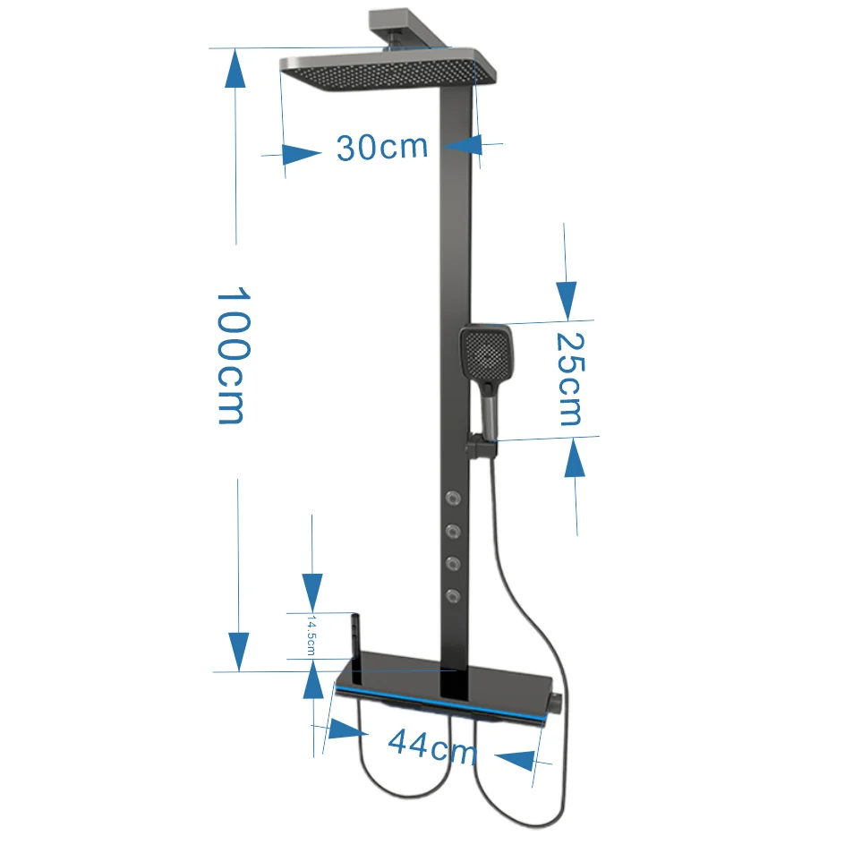 Juego de ducha Digital inteligente gris, sistema de ducha para uso doméstico, rociador de lluvia, cabezal de ducha presurizado para baño y